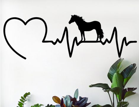 Naklejka - Koń i wykres EKG z sercem
