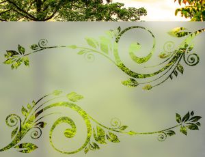 Zazdrostka naklejana - folia na okno - Symetryczny ornament roślinny